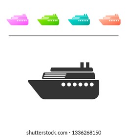 Grey Ship icon isolated on white background. Set icon in color buttons. Vector Illustration
