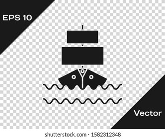 Grey Ship icon isolated on transparent background.  Vector Illustration