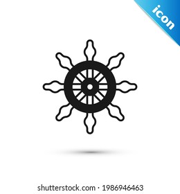 Grey Ship steering wheel icon isolated on white background.  Vector
