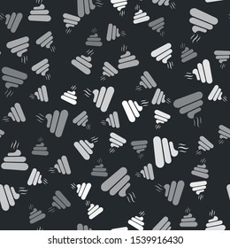 Grey Shit icon isolated seamless pattern on black background.  Vector Illustration
