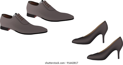 grey shoes on a white background