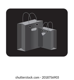 grey shopping bag icon whit black background