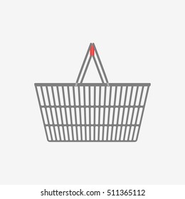 Grey shopping basket icon. Isolated on white background. Flat vector illustration