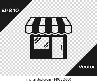 Grey Shopping building or market store icon isolated on transparent background. Shop construction. Vector Illustration