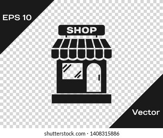 Grey Shopping building or market store icon isolated on transparent background. Shop construction. Vector Illustration