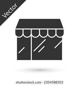 Grey Shopping building or market store icon isolated on white background. Shop construction.  Vector