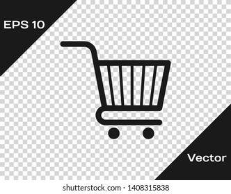 Grey Shopping cart icon isolated on transparent background. Online buying concept. Delivery service sign. Supermarket basket symbol. Vector Illustration
