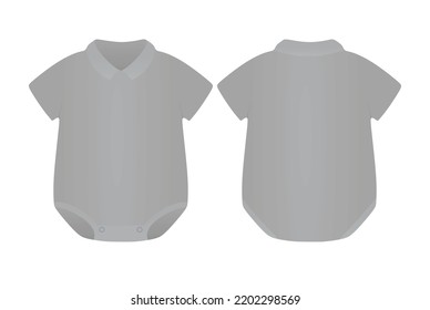 Grey short sleeve collar baby bodysuit. vector illustration