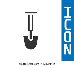 Grey Shovel icon isolated on white background. Gardening tool. Tool for horticulture, agriculture, farming.  Vector