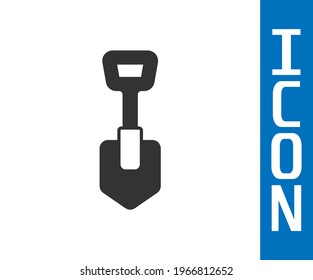 Grey Shovel icon isolated on white background. Gardening tool. Tool for horticulture, agriculture, farming.  Vector