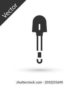 Grey Shovel icon isolated on white background. Gardening tool. Tool for horticulture, agriculture, farming.  Vector