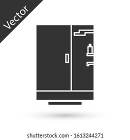 Grey Shower cabin icon isolated on white background.  Vector Illustration
