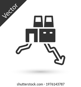 Grey Shutdown of factory icon isolated on white background. Industrial building.  Vector