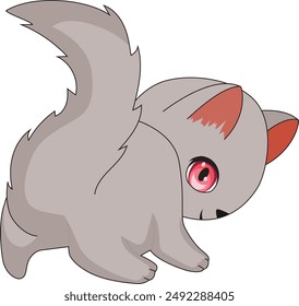 Grey shy cat illustration vector