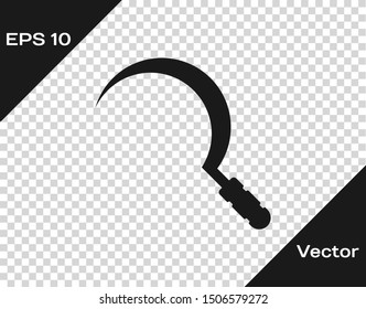 Grey Sickle icon isolated on transparent background. Reaping hook sign.  Vector Illustration