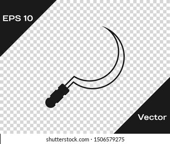 Grey Sickle icon isolated on transparent background. Reaping hook sign.  Vector Illustration