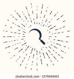 Grey Sickle icon isolated on beige background. Reaping hook sign. Abstract circle random dots. Vector Illustration