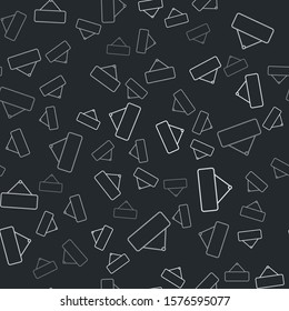 Grey Signboard hanging icon isolated seamless pattern on black background. Suitable for advertisements bar, cafe, pub, restaurant.  Vector Illustration