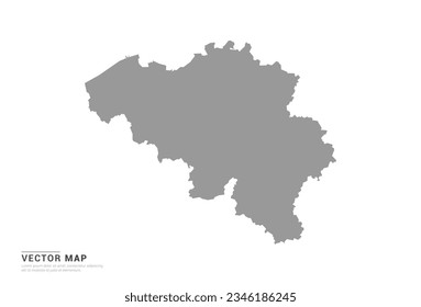 Graue Silhouette von Belgien Karte auf weißem Hintergrund, Vektorgrafik.