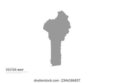 Silueta gris de Benín mapa sobre vector de fondo blanco.