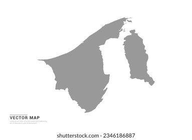 Grey silhouette of Brunei map on white background vector.