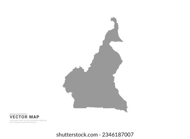 Grey silhouette of Cameroon map on white background vector.