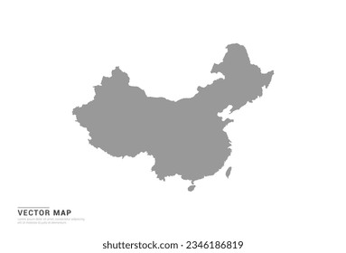 Grey silhouette of China map on white background vector.