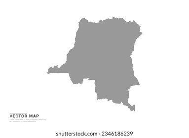 Mapa de silueta gris del Congo sobre vector de fondo blanco.