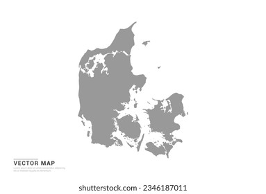 Grey silhouette of Denmark map on white background vector.