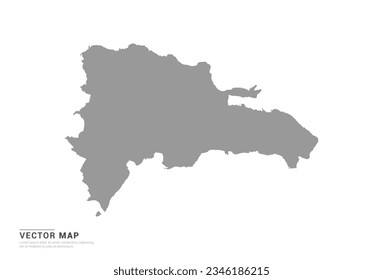 Grey silhouette of Dominican Republic map on white background vector.