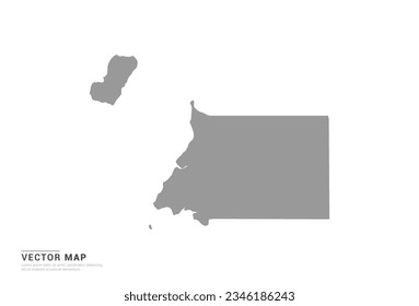 Grey silhouette of Equatorial Guinea map on white background vector.