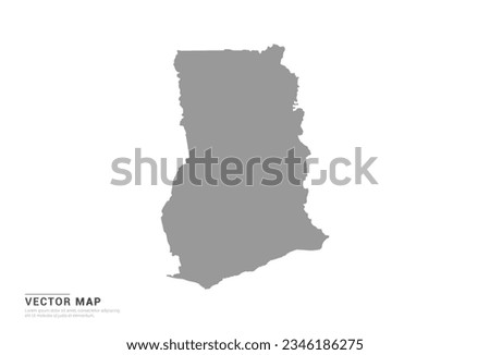 Grey silhouette of Ghana map on white background vector.