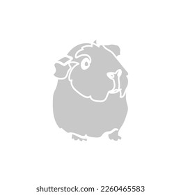 Grey silhouette of the guinea pig on white background. Vector illustration.