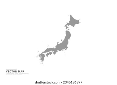 Grey silhouette of Japan map on white background vector.