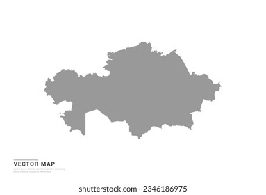 Grey silhouette of Kazakhstan map on white background vector.