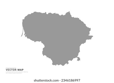 Grey silhouette of Lithuania map on white background vector.