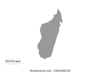Silueta gris de Madagascar mapa sobre vector de fondo blanco.