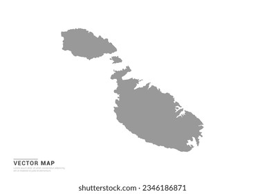 Grey silhouette of Malta map on white background vector.