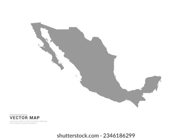 Grey silhouette of Mexico map on white background vector.