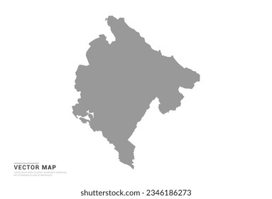 Mapa de silueta gris de Montenegro sobre vector de fondo blanco.