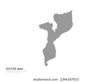 Grey silhouette of Mozambique map on white background vector.