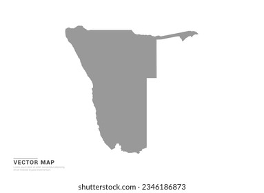 Grey silhouette of Namibia map on white background vector.