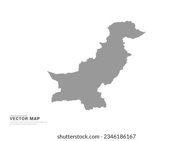 Silueta gris de Pakistán mapea sobre el vector de fondo blanco.
