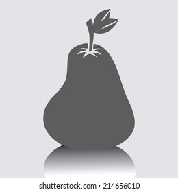 a grey silhouette of a pear on a grey background