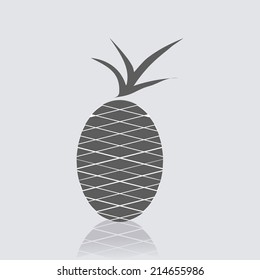 a grey silhouette of a pineapple on a grey background