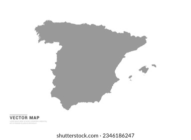 Grey silhouette of Spain map on white background vector.