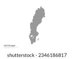 Grey silhouette of Sweden map on white background vector.