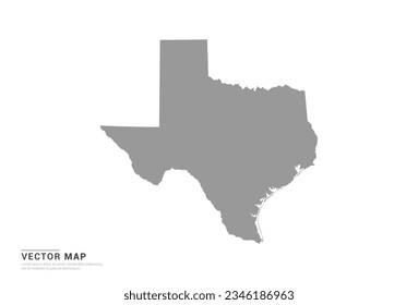 Graue Silhouette von Texas Karte auf weißem Hintergrund, Vektorgrafik.