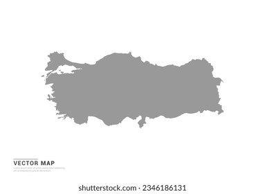 Grey silhouette of Turkey map on white background vector.