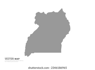 Graue Silhouette von Uganda Karte auf weißem Hintergrund, Vektorgrafik.